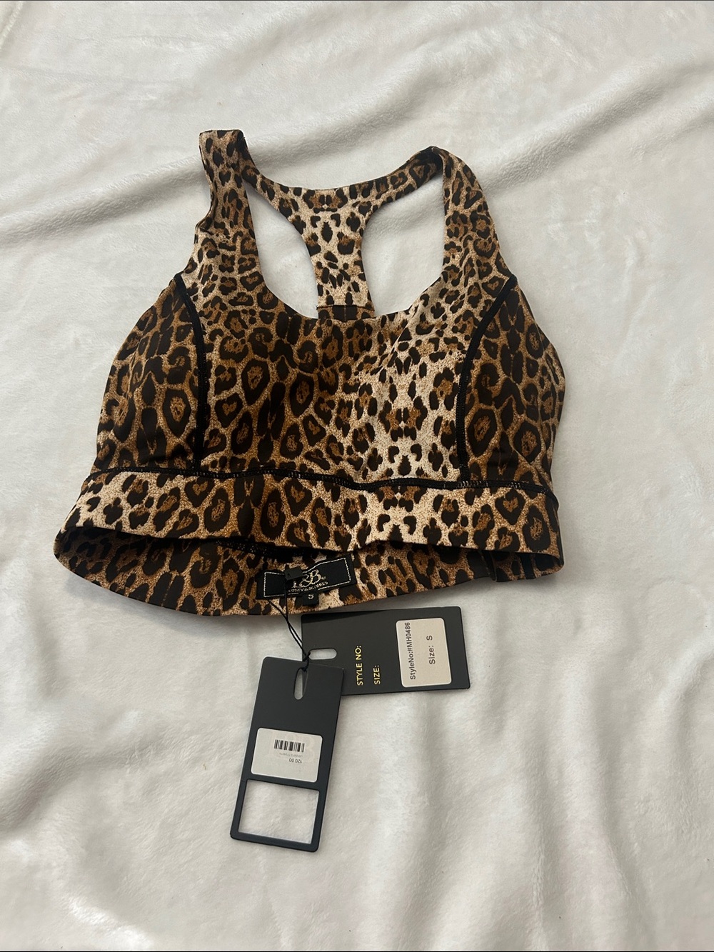 L&B Leopard Print Racerback Sports Bra - Brown/Black/Tan